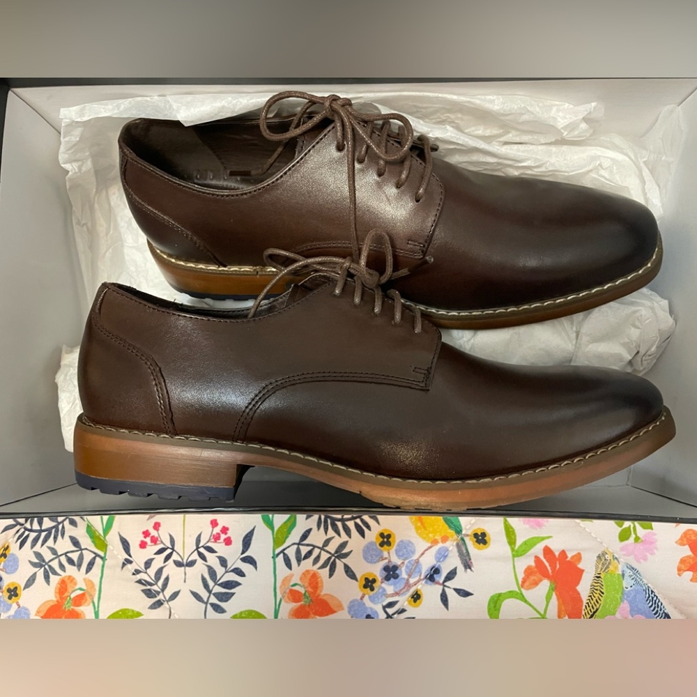 NWT MEN’S “Black Brown 1826” Dark Brown 9M Lace Up Shoes Leather Upper w/Box